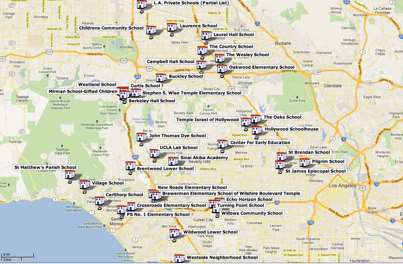 Map Of L A Private Schools Beyond The Brochure