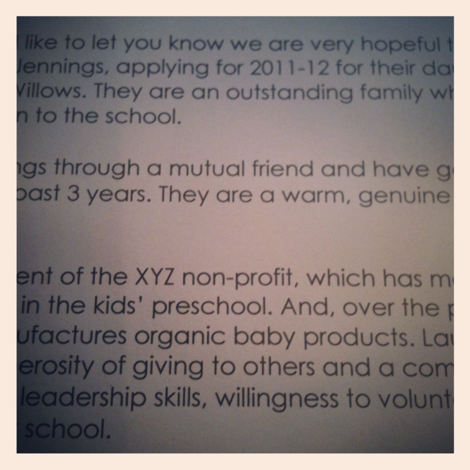 Family Reference Letter For Christian School